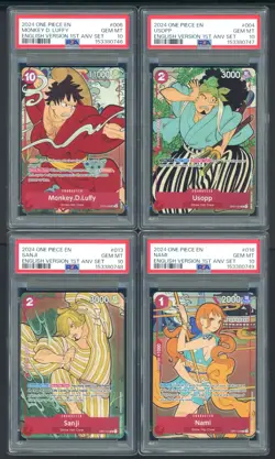Lot of (10) PSA 10 Sequential One Piece English 1st Anniversary Set w/ Luffy - Image 2
