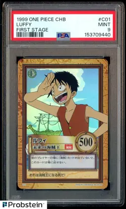 1999 ONE PIECE CARDDASS LUFFY C01 HYPER BATTLE FIRST STAGE CHB JAPANSE PSA 9 - Image 1