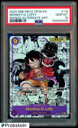 2024 One Piece OP09 EN Manga Alternate Art #119 Monkey D Luffy PSA 10 GEM MINT - Image 1