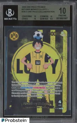 2025 ONE PIECE PROMOS BVB X ONE PIECE MATCH DAY MONKEY D LUFFY BGS 10 PRISTINE - Image 1