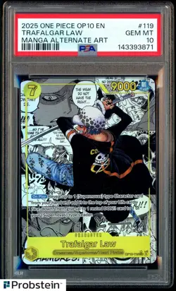 2025 One Piece OP10 EN Manga Alternate Art #119 Trafalgar Law PSA 10 GEM MINT - Image 1