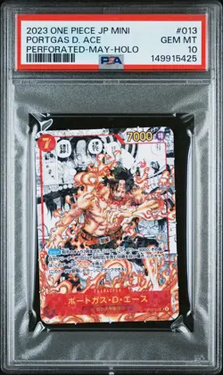 2023 ONE PIECE JAPANESE SAIKYO JUMP MINI PROMOS #013 PORTGAS D. ACE PSA 10 - Image 1