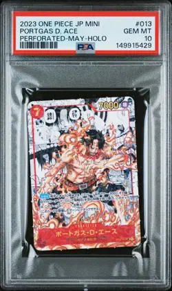 2023 ONE PIECE JAPANESE SAIKYO JUMP MINI PROMOS #013 PORTGAS D. ACE PSA 10 - Image 1