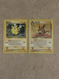 Pokemon TCG Base Set Pikachu & Raichu 1999 Vintage Cards Lot of 2 English - Image 1
