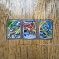 Pokemon TCG Holo Bulbasaur Charmander Squirtle 3 Card Lot English - Image 1