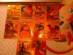 Pokemon Fan Art 10 Card Lot Gold Foil Charizard, Pikachu &Mewtwo - Image 1