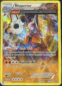 Rhyperior (Omega) 77/160 XY - Primal Clash Holo *HEAVILY DAMAGED* Pokemon Card - Image 1