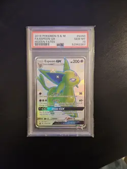 Pokemon TCG Espeon GX SV60/SV94 Hidden Fates Shiny Vault Holo Gem Mint PSA 10 - Image 1
