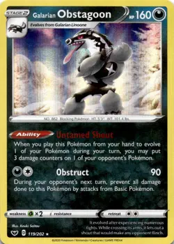 GALARIAN OBSTAGOON 119/202 HOLO R SWORD & SHIELD POKEMON HOLO MP - Image 1