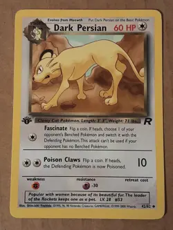 Pokemon Dark Persian 42/82 Team Rocket 1st Edition LP See Pictures - Image 1