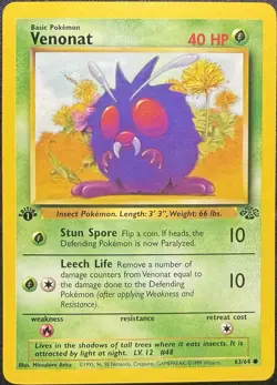 Pokemon TCG Venonat 63/64 Jungle Set First Edition Common Vintage - Image 1