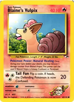 Pokemon TCG Blaine's Vulpix Gym Heroes 65/132 Regular Unlimited Common LP/MP - Image 1