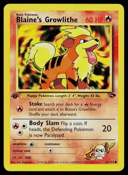 Pokemon Card Blaine's Growlithe 62/132 Gym Challenge 1st Edition - Image 1
