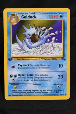 Golduck 1st Edition 35/62 LP Fossil Regular Uncommon Pokemon TCG - Image 1