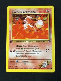 Pokemon TCG Blaine's Growlithe Gym Heroes 62/132 Regular 1st Edition Pokemon MJ - Image 1