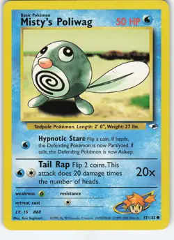 Misty's Poliwag 087/132 Common Unlimited Gym Heroes LP Pokemon - Image 1
