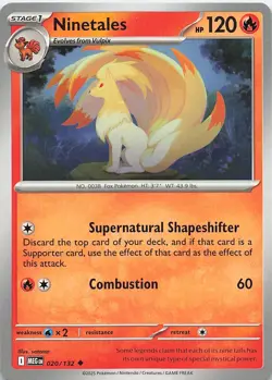 Ninetales 020/132 Uncommon Mega Evolution Pokemon Near Mint - Image 1