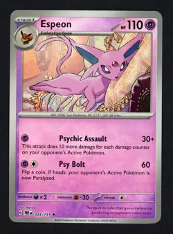 Espeon (Master Ball Pattern) 033/131 SV: Prismatic Evolutions Rare Pokemon TCG - Image 1
