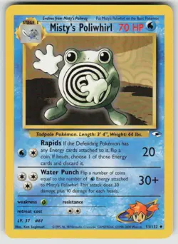 Misty's Poliwhirl 53/132 Uncommon Gym Heroes Pokemon Unlimited Lightly Played - Image 1