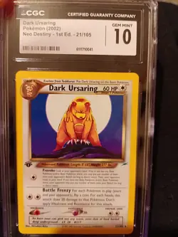 Pokemon Neo Destiny Dark Ursaring 21/105 1st Edition 2002 CGC 10 Gem Mint 🔥 - Image 1