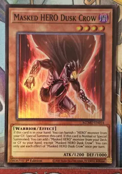 Yu-Gi-Oh! TCG Masked HERO Dusk Crow MZMU-EN014 1st Edition Super Rare - Image 1