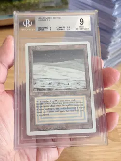 BGS 9 MAGIC THE GATHERING 1994 REVISED TUNDRA DUAL LAND MTG 9 9.5 9 9.5 - Image 1