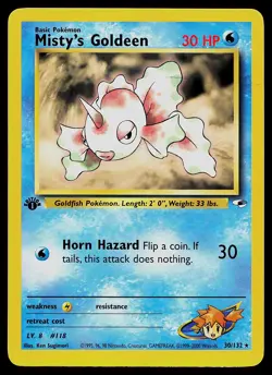Pokemon Card - Misty's Goldeen Gym Heroes 30/132 Rare 1st Edition - Image 1