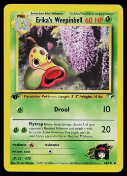 Pokemon Card - Erika's Weepinbell Gym Heroes 48/132 Uncommon 1st Edition - Image 1