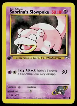 Pokemon Card - Sabrina's Slowpoke Gym Heroes 95/132 1st Edition Common - Image 1