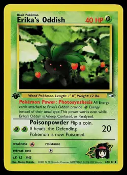 Pokemon Card - Erika's Oddish Gym Heroes 47/132 Uncommon 1st Edition - Image 1