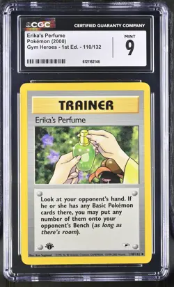 CGC 9 MINT Erika's Perfume Gym Heroes 1st Edition 110/132 Pokemon Card - Image 1