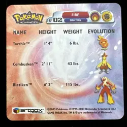Artbox Pokemon Advanced Action Flipz (2003) AF02 Torchic Combusken Blaziken LP - Image 4