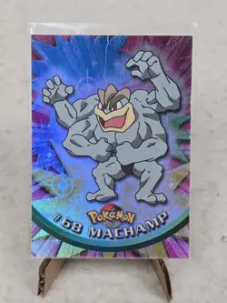 Topps Pokemon TV Animation Edition Blue Logo Machamp #68 Rainbow Holo Foil DMG - Image 1