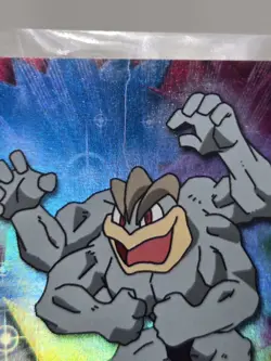 Topps Pokemon TV Animation Edition Blue Logo Machamp #68 Rainbow Holo Foil DMG - Image 5