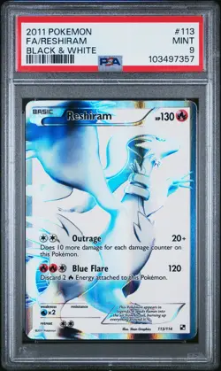 2011 POKEMON B&W #113 FULL ART/RESHIRAM PSA 9 - Image 1