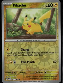 Pikachu - Common SV: Scarlet & Violet 151 025/165 Lightning Reverse Holo Pokemon - Image 1