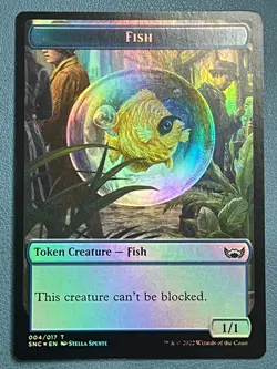 MTG Fish // Spirit Double-sided Token Foil New Capenna SNC NM - Image 1