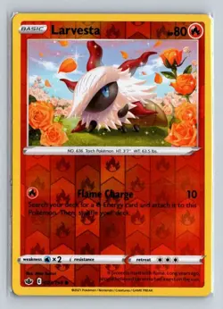 Larvesta 023/198 Common Chilling Reign Pokemon Reverse Holo Near Mint - Image 1