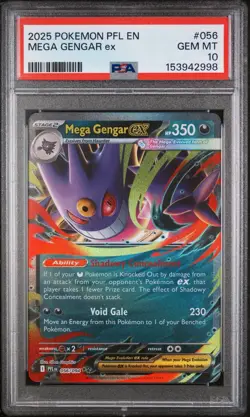 2025 POKEMON PFL EN-PHANTASMAL FLAMES #056 MEGA GENGAR EX PSA 10 GEM MINT - Image 1