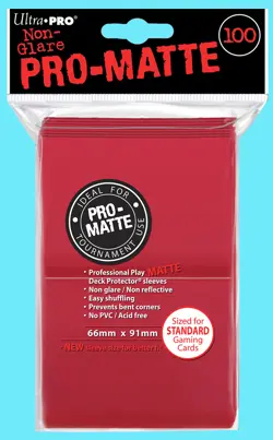 100 ULTRA PRO RED PRO-MATTE STANDARD SIZE DECK PROTECTORS Card Sleeves MTG - Image 1