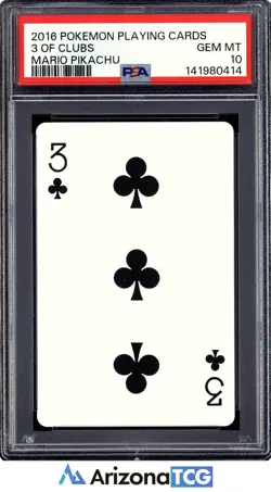 Pokemon 2016 Mario Pikachu 3 Of Clubs Playing Cards Japanese GEM MINT PSA 10 - Image 1