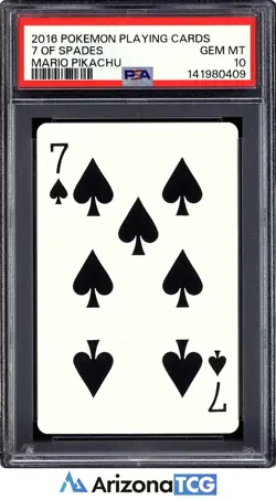 Pokemon 2016 Mario Pikachu 7 Of Spades Playing Cards Japanese GEM MINT PSA 10 - Image 1