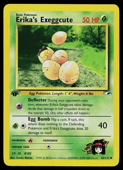 Pokemon Card - Erika's Exeggcute Gym Heroes 43/132 Uncommon 1st Edition - Image 1