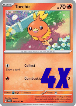 Pokemon Playset x4- Torchic 040/182- Destined Rivals Regular NM PLAYSET - Image 1