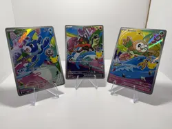 Pokemon First Partner Illustration Series 1 Gen 7 Starters Alola Rowlet Popplio - Image 1