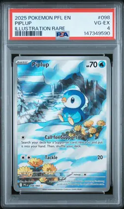 2025 POKEMON PFL EN-PHANTASMAL FLAMES ILLUSTRATION RARE #098 PIPLUP PSA 4 - Image 1