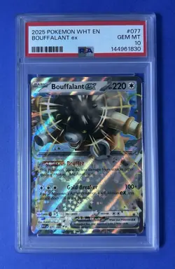 2025 Pokemon WHT EN Bouffalant ex #077 PSA 10 GEM MT - Image 1