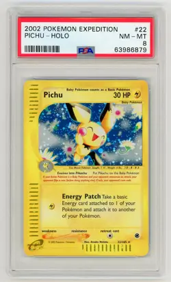 Pichu 2002 Pokemon Expedition PSA 8 #22 - Image 1