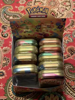 Pokemon Scarlet and Violet 151 Mini Tin Display (opened display, 10 Sealed Tins) - Image 2