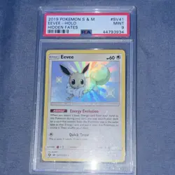 Pokemon Eevee SV41/SV94 Shiny Holo Rare Hidden Fates PSA 9 English TCG - Image 1
